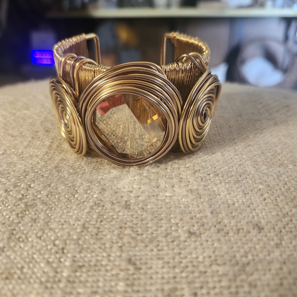 Goldtone Bohemian Wire Wrapped Bracelet.
